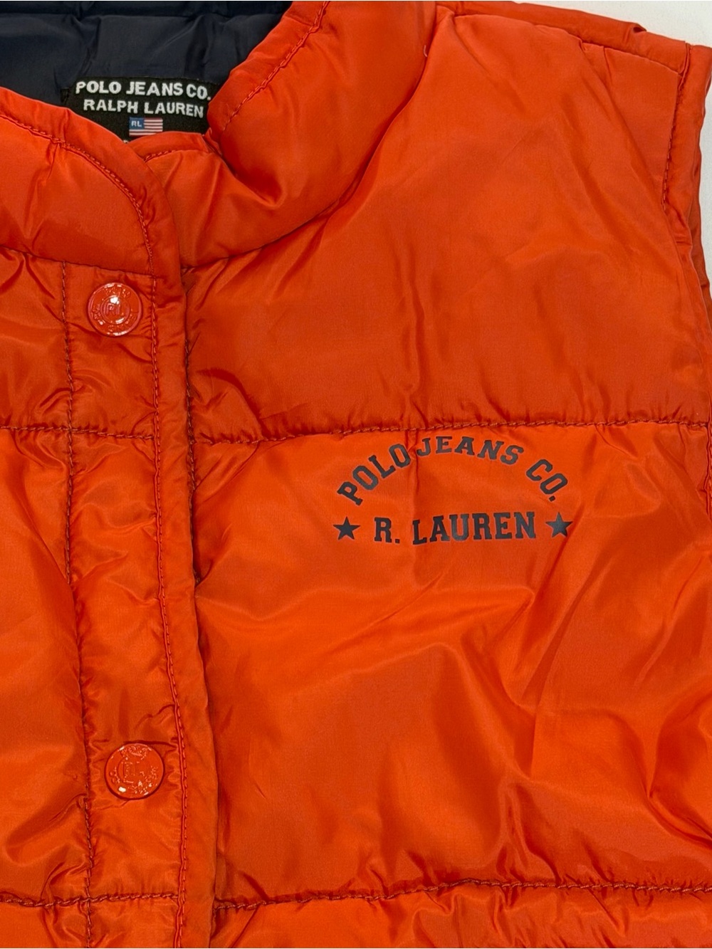Vintage Y2K Polo Jeans Co Ralph Lauren Puffer Vest Women’s Petite L Orange